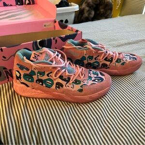 Men Puma MB.03 Kid Super LaMelo Ball Basketball Shoes Pink Blue Sz 11 with box